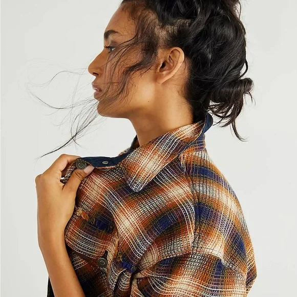 Free People anneli plaid shirt jacket shacket NWT - Picture 5 of 11